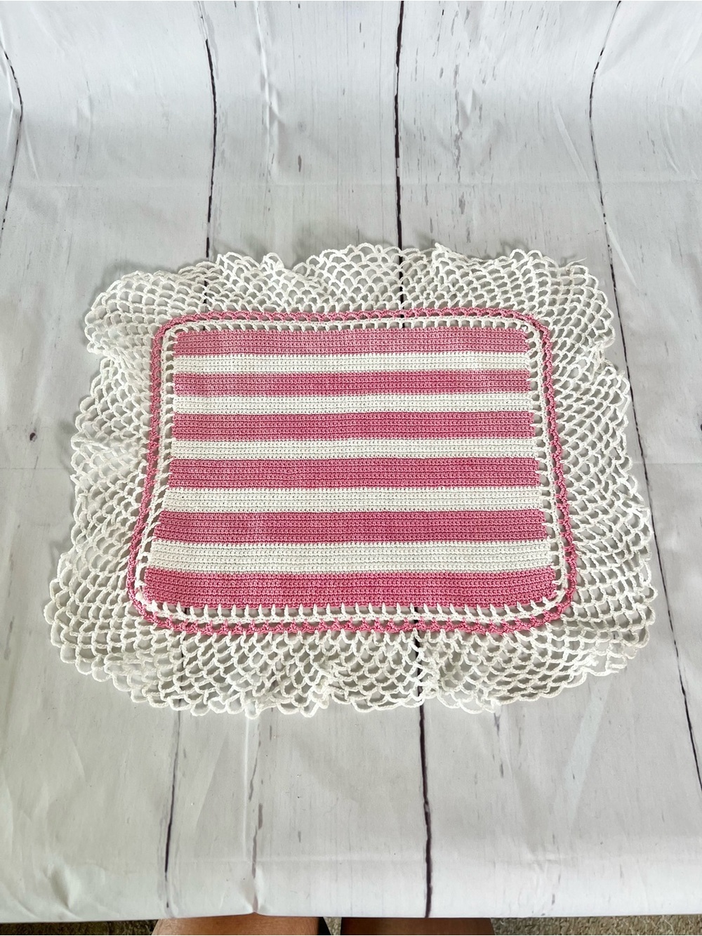 Vintage Crochet Doily & Hot Pad Set Lot (4 Pc) Retro Kitschy Cottagecore Linens - Picture 3 of 12